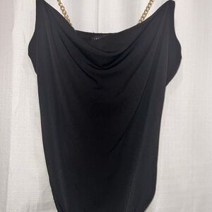 Elegant Black Chain Strap Women's Top